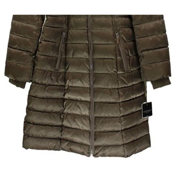 Laundry by Shelli Segal Quilted Pillow Collar Puffer Coat in Taupe Size Med - Picture 6 of 16